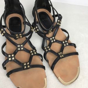 Isola Black Studded Gladiator Sandals Size 8